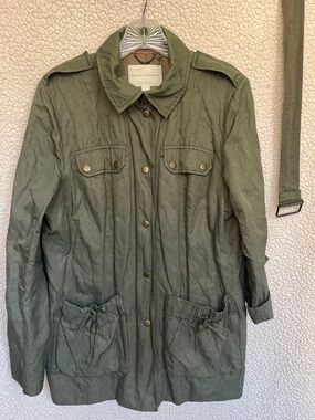 Banana Republic Olive Utility Jacket with Drawstring Pockets